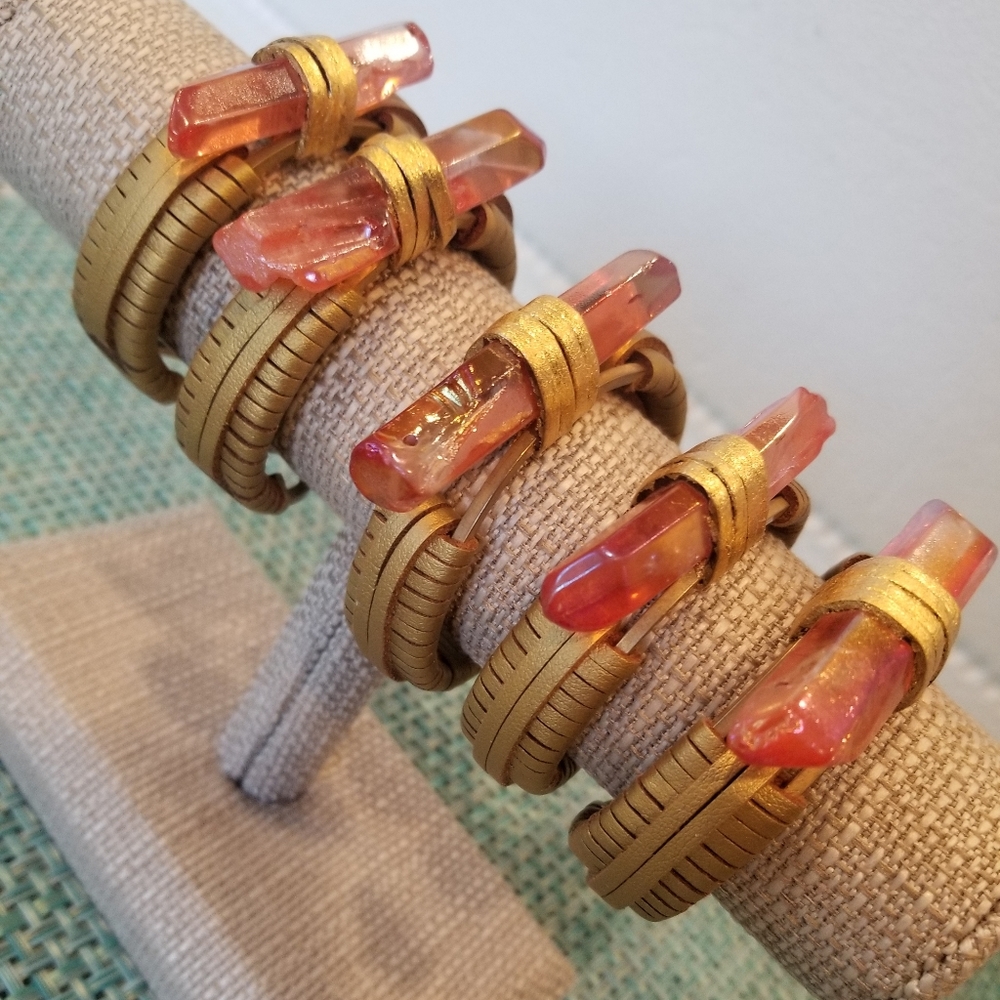 Rainbow Quartz Point Gold Wrapped Bangle - Picture 8 of 8
